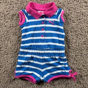 Puma Baby Girls Blue White Striped‎ Romper Outfit 0-3 months one piece athletic